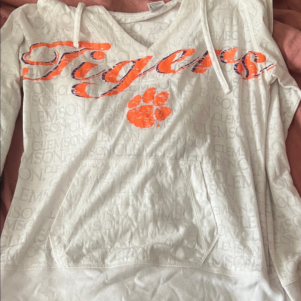 White and Orange Clemson Hoodie